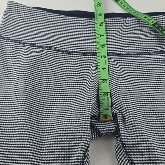 Lululemon Women's Wunder Under Crop Leggings Gingham Inkwell‎ Navy Blue 12 - Picture 11 of 12